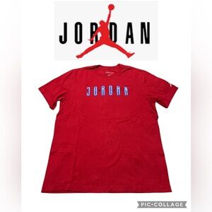 Jordan Men's Red Tee with Blue Logo